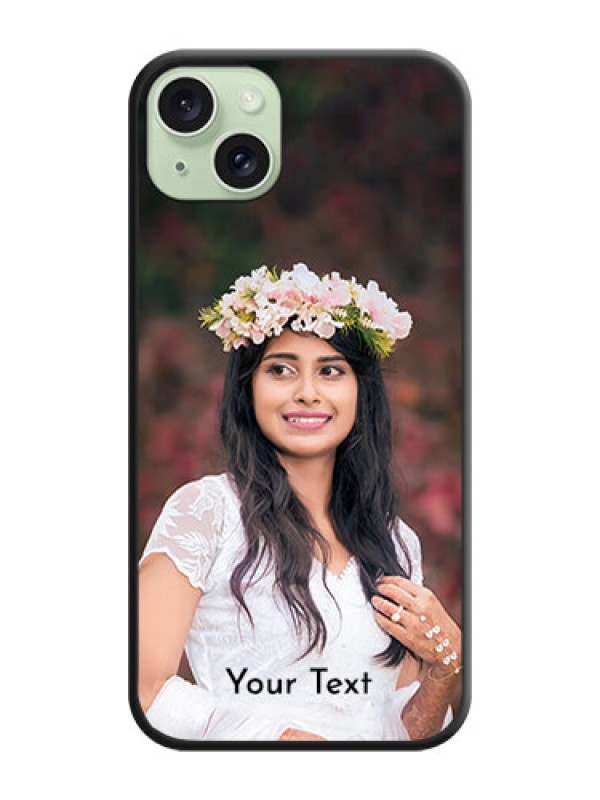 Custom Full Single Pic Upload With Text On Space Black Personalized Soft Matte Phone Covers - iPhone 15 Plus