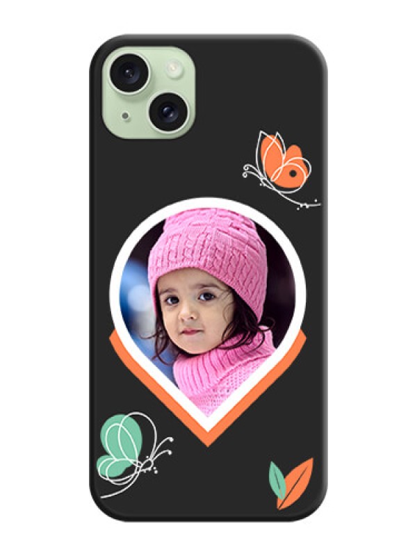 Custom Upload Pic With Simple Butterly Design On Space Black Personalized Soft Matte Phone Covers - iPhone 15 Plus