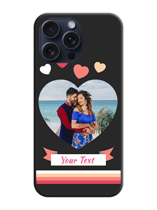 Custom Love Shaped Photo with Colorful Stripes on Personalised Space Black Soft Matte Cases - iPhone 15 Pro Max