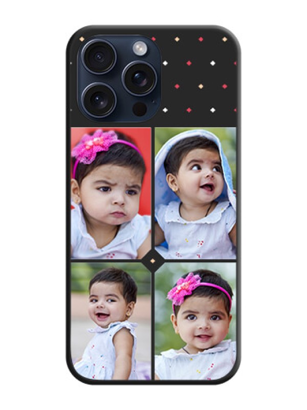 Custom Multicolor Dotted Pattern with 4 Image Holder on Space Black Custom Soft Matte Phone Cases - iPhone 15 Pro Max