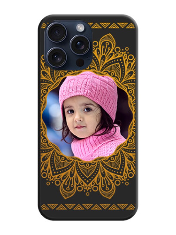 Custom Round Image with Floral Design - Photo on Space Black Soft Matte Mobile Cover - iPhone 15 Pro Max
