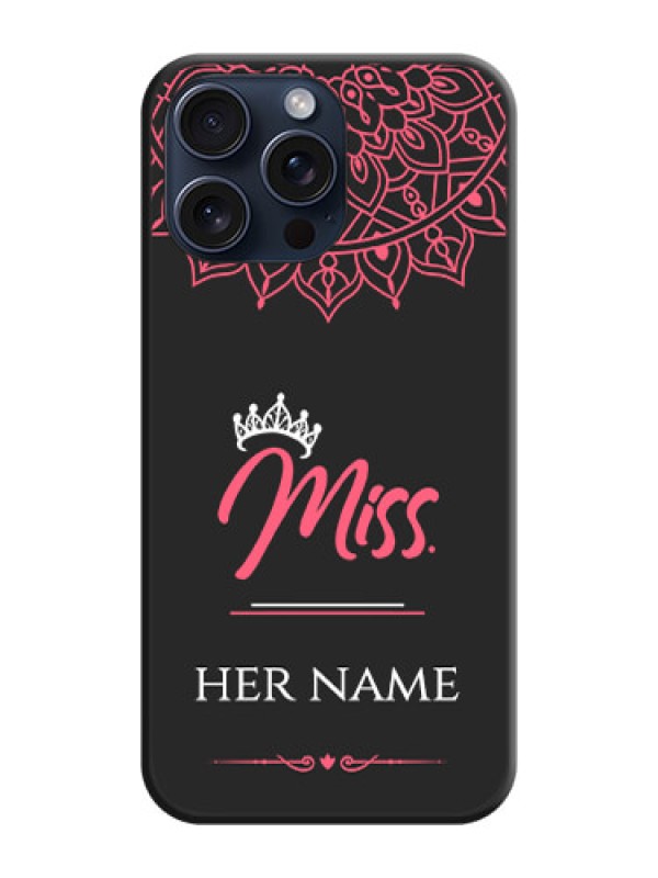 Custom Mrs Name with Floral Design on Space Black Personalized Soft Matte Phone Covers - iPhone 15 Pro Max
