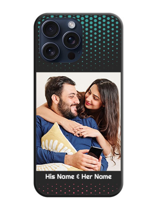 Custom Faded Dots with Grunge Photo Frame and Text on Space Black Custom Soft Matte Phone Cases - iPhone 15 Pro Max