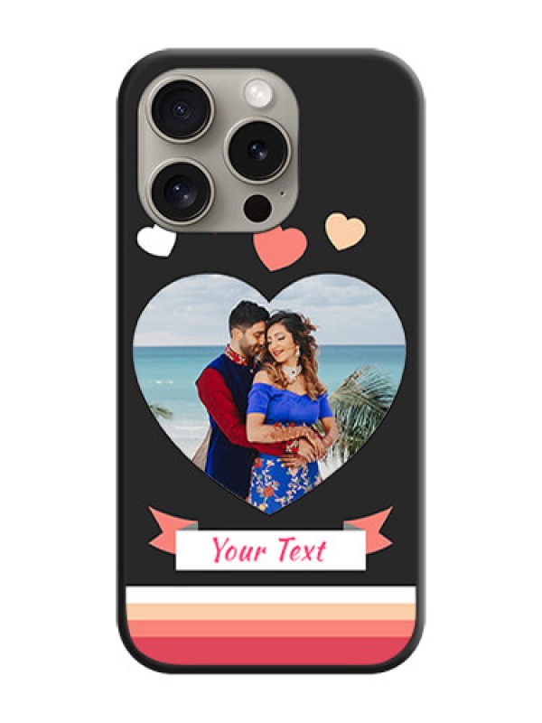 Custom Love Shaped Photo with Colorful Stripes on Personalised Space Black Soft Matte Cases - iPhone 15 Pro