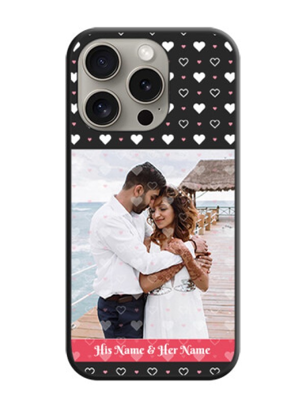 Custom White Color Love Symbols with Text Design - Photo on Space Black Soft Matte Phone Cover - iPhone 15 Pro