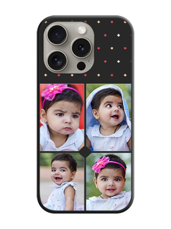 Custom Multicolor Dotted Pattern with 4 Image Holder on Space Black Custom Soft Matte Phone Cases - iPhone 15 Pro