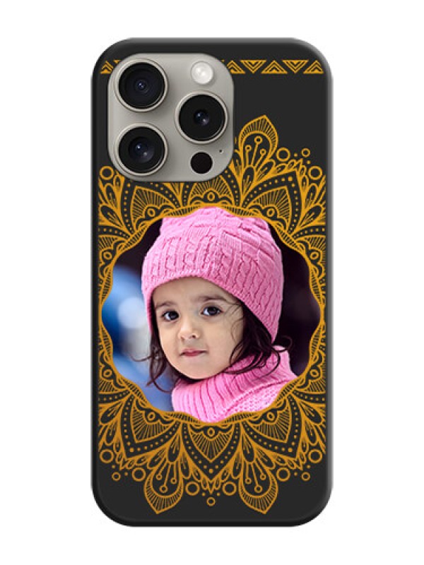 Custom Round Image with Floral Design - Photo on Space Black Soft Matte Mobile Cover - iPhone 15 Pro