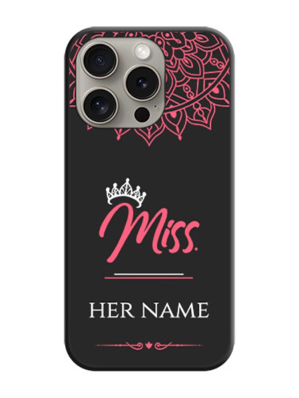 Custom Mrs Name with Floral Design on Space Black Personalized Soft Matte Phone Covers - iPhone 15 Pro