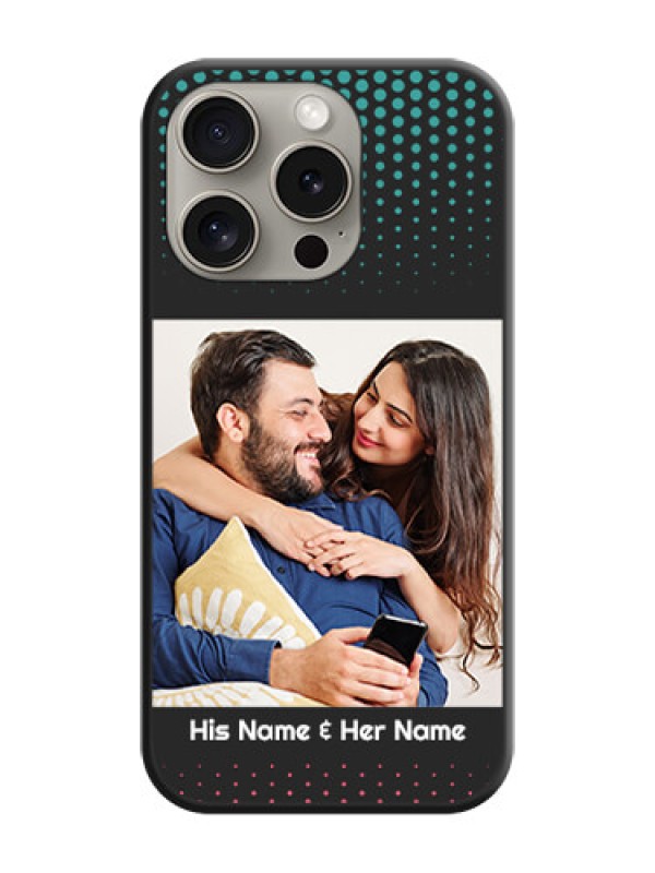 Custom Faded Dots with Grunge Photo Frame and Text on Space Black Custom Soft Matte Phone Cases - iPhone 15 Pro