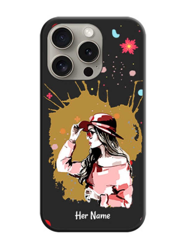 Custom Mordern Lady With Color Splash Background With Custom Text On Space Black Personalized Soft Matte Phone Covers - iPhone 15 Pro