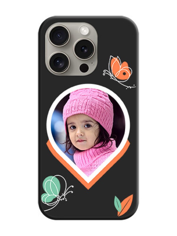 Custom Upload Pic With Simple Butterly Design On Space Black Personalized Soft Matte Phone Covers - iPhone 15 Pro