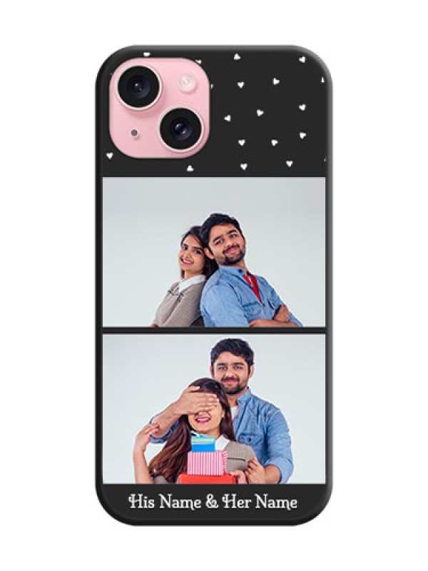 Custom Miniature Love Symbols with Name on Space Black Custom Soft Matte Back Cover - iPhone 15