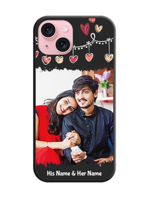 Custom Miniature Love Symbols with Name on Space Black Custom Soft Matte Back Cover - iPhone 15