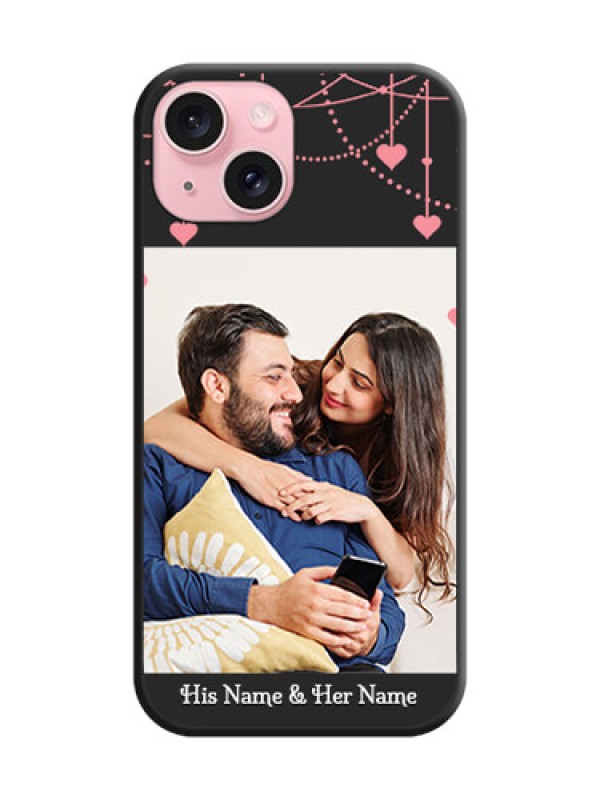 Custom Pink Love Hangings with Text on Space Black Custom Soft Matte Back Cover - iPhone 15