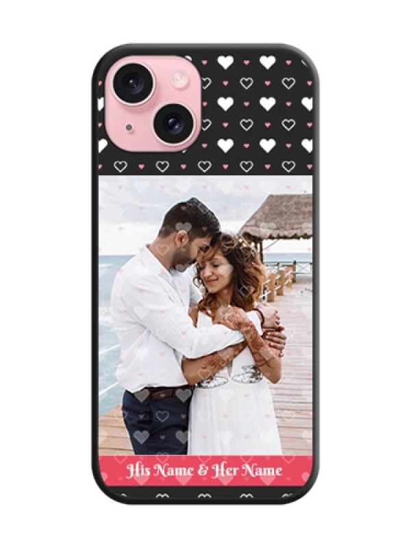 Custom White Color Love Symbols with Text Design - Photo on Space Black Soft Matte Phone Cover - iPhone 15