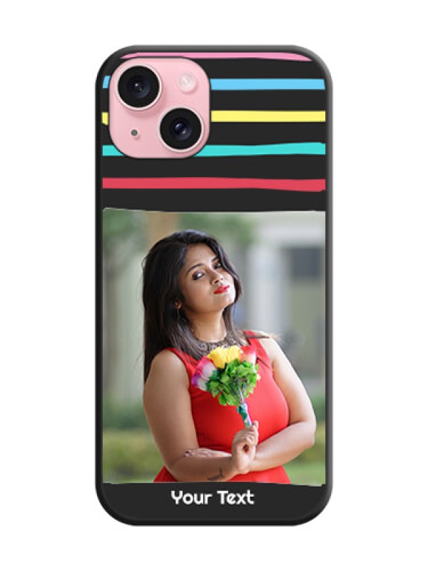 Custom Multicolor Lines with Image on Space Black Personalized Soft Matte Phone Covers - iPhone 15