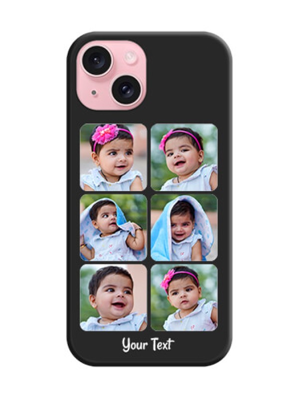 Custom Floral Art with 6 Image Holder - Photo on Space Black Soft Matte Mobile Case - iPhone 15