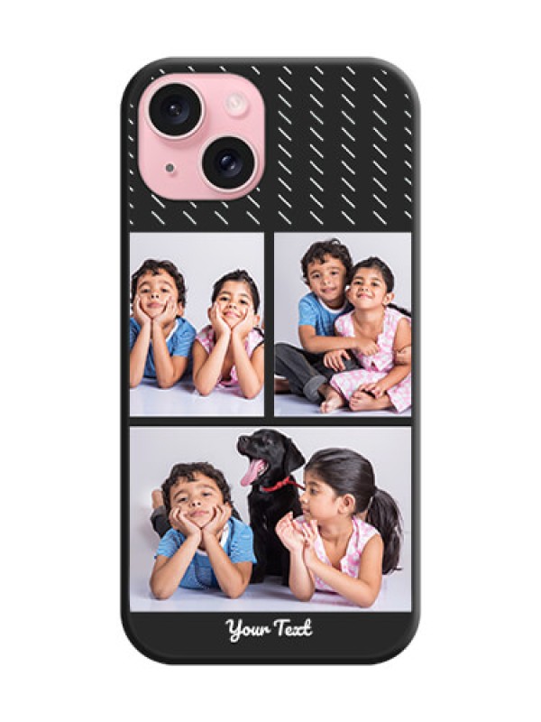 Custom Cross Dotted Pattern with 2 Image Holder on Personalised Space Black Soft Matte Cases - iPhone 15