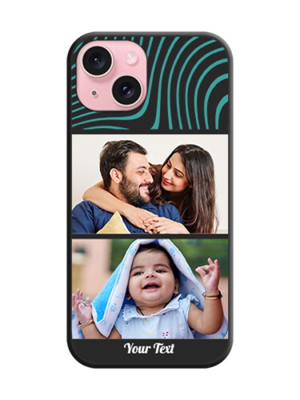 Custom Wave Pattern with 2 Image Holder on Space Black Personalized Soft Matte Phone Covers - iPhone 15