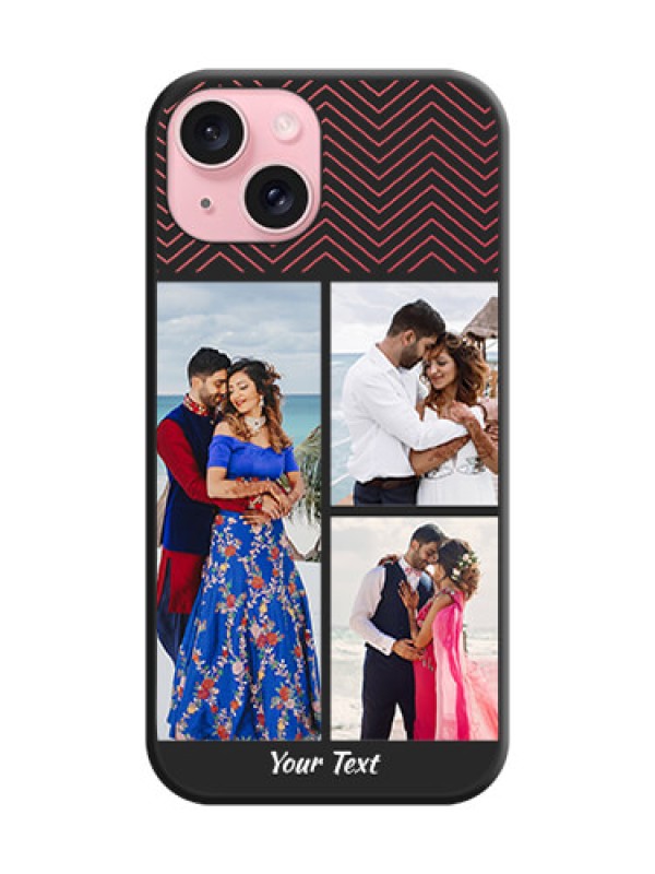 Custom Wave Pattern with 3 Image Holder on Space Black Custom Soft Matte Back Cover - iPhone 15