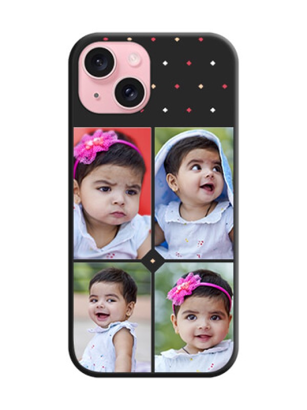 Custom Multicolor Dotted Pattern with 4 Image Holder on Space Black Custom Soft Matte Phone Cases - iPhone 15