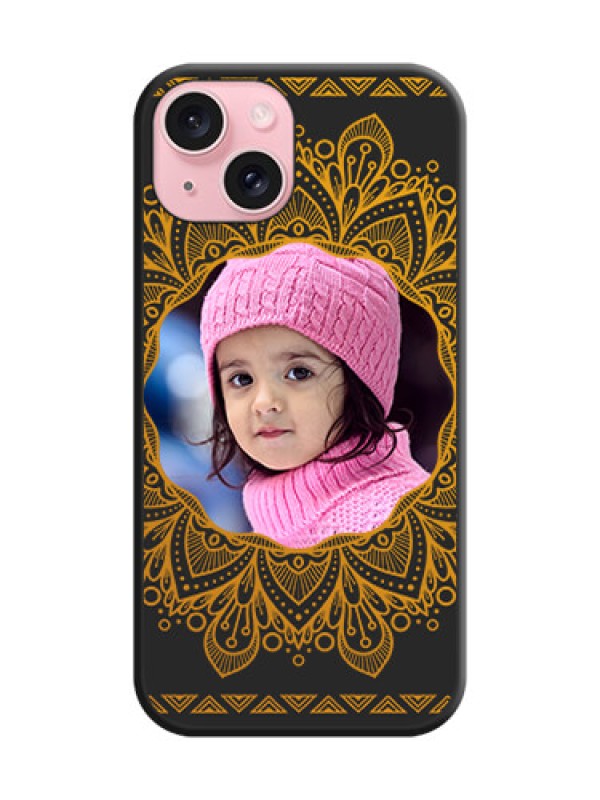 Custom Round Image with Floral Design - Photo on Space Black Soft Matte Mobile Cover - iPhone 15