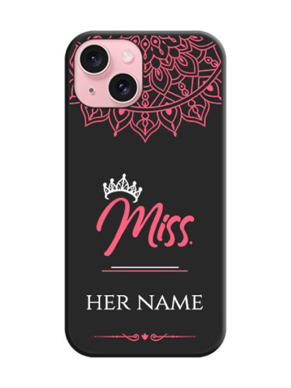 Custom Mrs Name with Floral Design on Space Black Personalized Soft Matte Phone Covers - iPhone 15