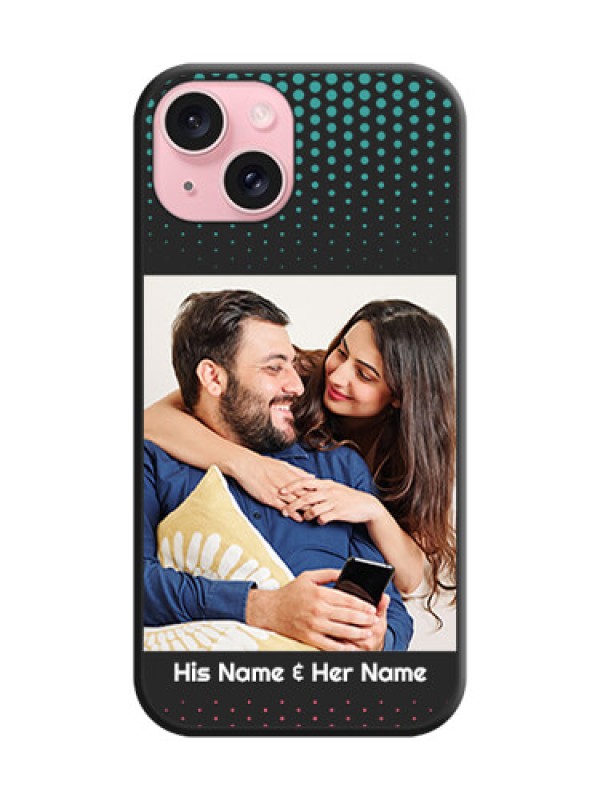 Custom Faded Dots with Grunge Photo Frame and Text on Space Black Custom Soft Matte Phone Cases - iPhone 15