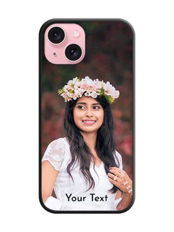 Custom Full Single Pic Upload With Text On Space Black Personalized Soft Matte Phone Covers - iPhone 15