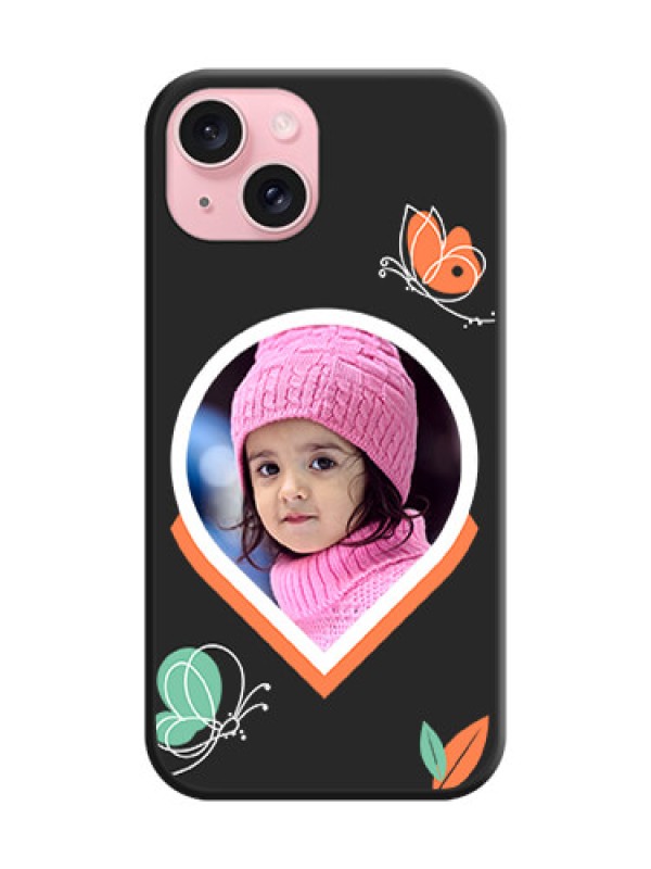 Custom Upload Pic With Simple Butterly Design On Space Black Personalized Soft Matte Phone Covers - iPhone 15