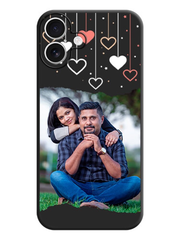 Custom Love Hangings with Splash Wave Picture On Space Black Custom Soft Matte Mobile Back Cover - iPhone 16 Plus