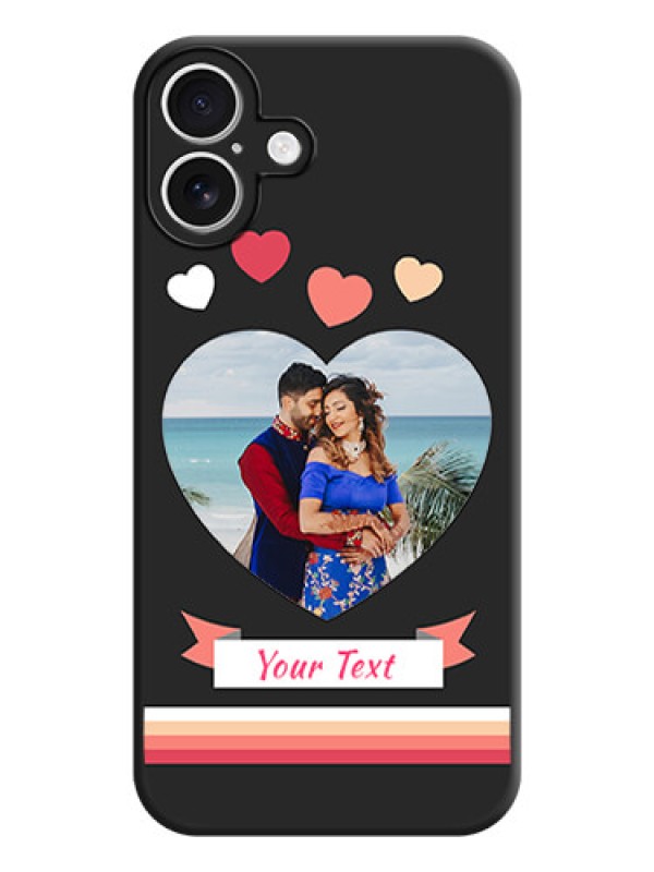 Custom Love Shaped Photo with Colorful Stripes On Space Black Custom Soft Matte Mobile Back Cover - iPhone 16 Plus