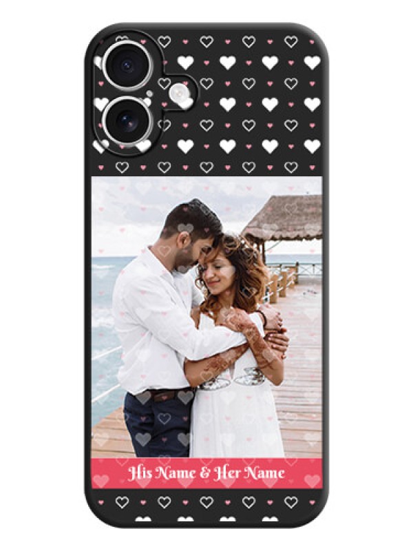 Custom White Color Love Symbols with Text Design on Photo On Space Black Custom Soft Matte Mobile Back Cover - iPhone 16 Plus