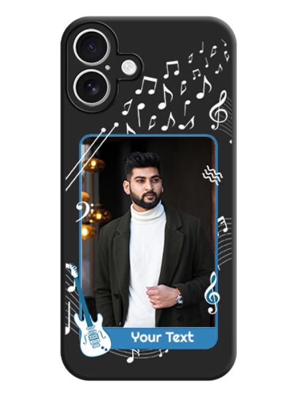 Custom Musical Theme Design with Text on Photo On Space Black Custom Soft Matte Mobile Back Cover - iPhone 16 Plus