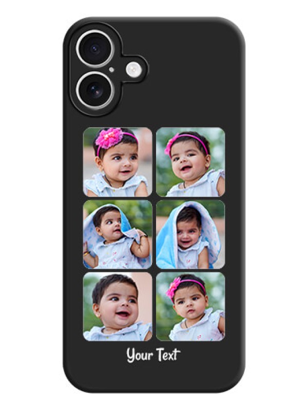 Custom Floral Art with 6 Image Holder on Photo On Space Black Custom Soft Matte Mobile Back Cover - iPhone 16 Plus