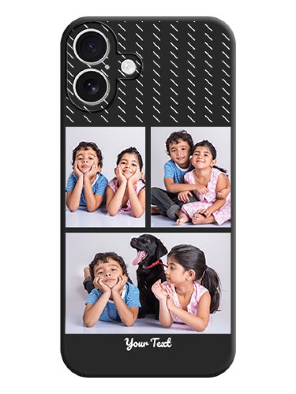 Custom Cross Dotted Pattern with 2 Image Holder On Space Black Custom Soft Matte Mobile Back Cover - iPhone 16 Plus