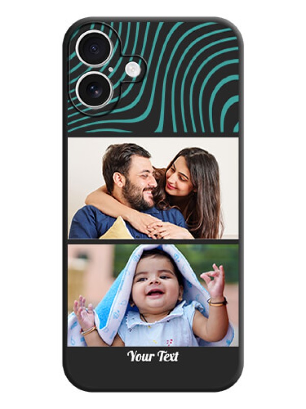 Custom Wave Pattern with 2 Image Holder On Space Black Custom Soft Matte Mobile Back Cover - iPhone 16 Plus