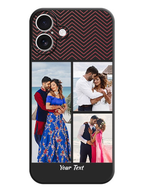 Custom Wave Pattern with 3 Image Holder On Space Black Custom Soft Matte Mobile Back Cover - iPhone 16 Plus