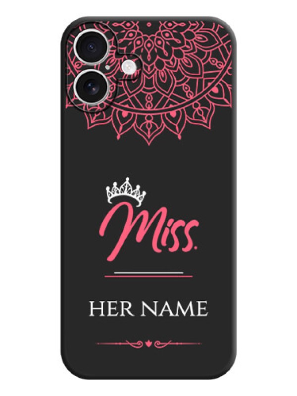 Custom Mrs Name with Floral Design On Space Black Custom Soft Matte Mobile Back Cover - iPhone 16 Plus