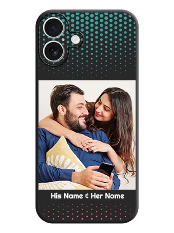 Custom Faded Dots with Grunge Photo Frame and Text On Space Black Custom Soft Matte Mobile Back Cover - iPhone 16 Plus