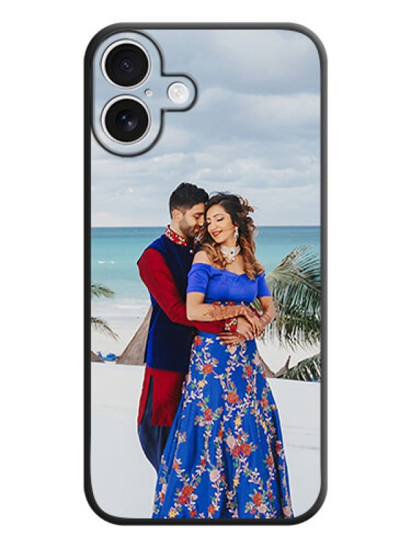 Custom Full Single Pic Upload On Space Black Custom Soft Matte Mobile Back Cover - iPhone 16 Plus