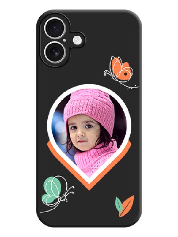 Custom Upload Pic With Simple Butterly Design On Space Black Custom Soft Matte Mobile Back Cover - iPhone 16 Plus