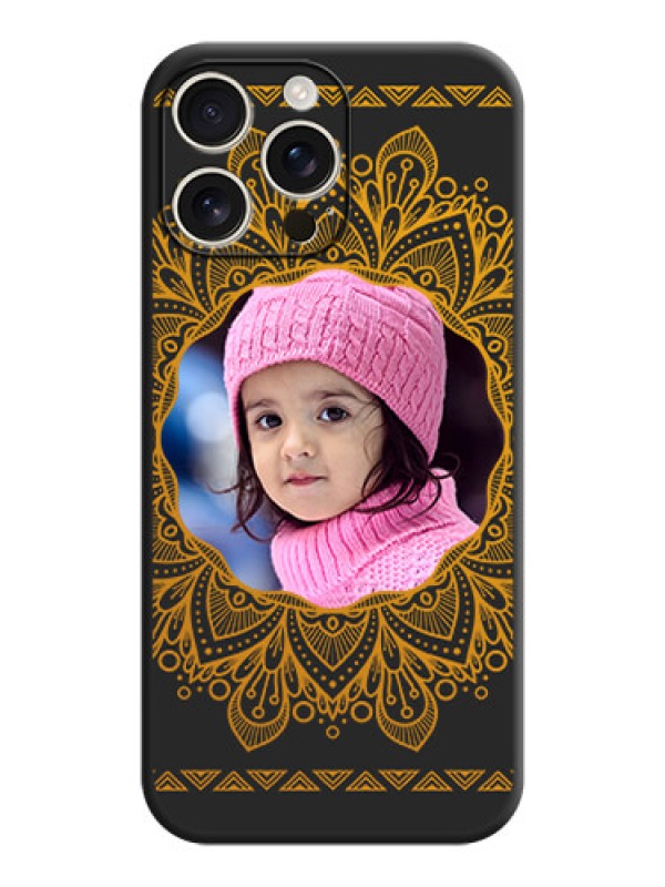 Custom Round Image with Floral Design On Space Black Custom Soft Matte Mobile Back Cover - iPhone 16 Pro Max