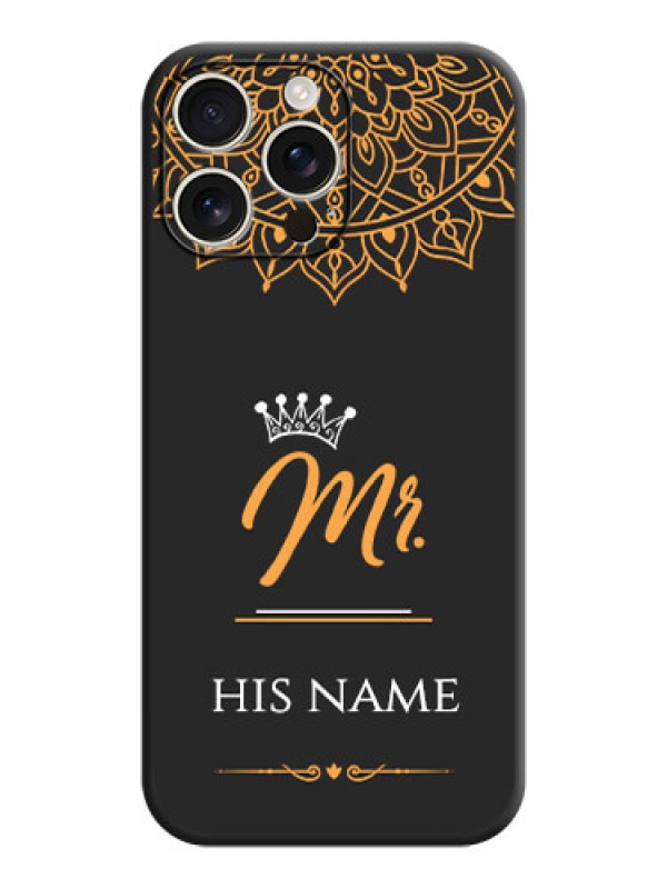 Custom Mr Name with Floral Design On Space Black Custom Soft Matte Mobile Back Cover - iPhone 16 Pro Max