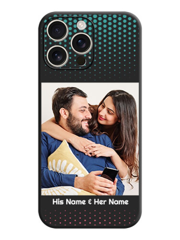 Custom Faded Dots with Grunge Photo Frame and Text On Space Black Custom Soft Matte Mobile Back Cover - iPhone 16 Pro Max