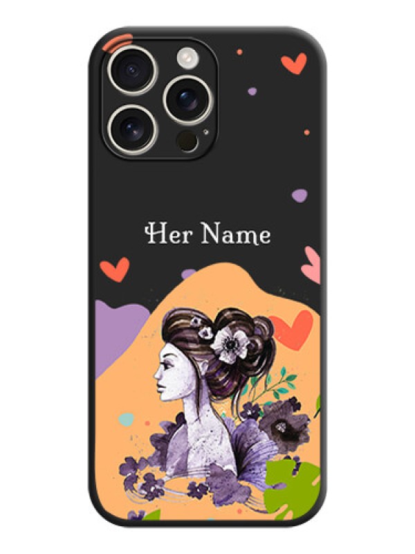 Custom Namecase For Her With Fancy Lady Image On Space Black Custom Soft Matte Mobile Back Cover - iPhone 16 Pro Max