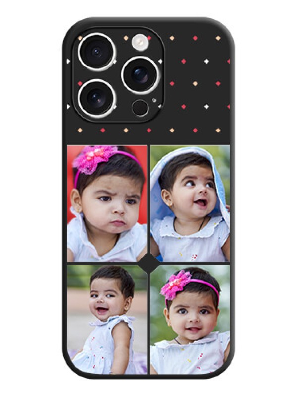 Custom Multicolor Dotted Pattern with 4 Image Holder On Space Black Custom Soft Matte Mobile Back Cover - iPhone 16 Pro