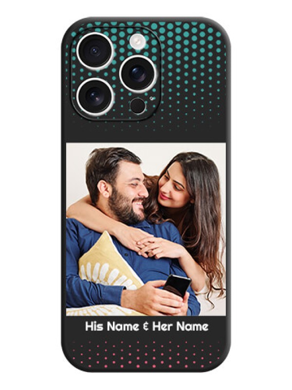 Custom Faded Dots with Grunge Photo Frame and Text On Space Black Custom Soft Matte Mobile Back Cover - iPhone 16 Pro