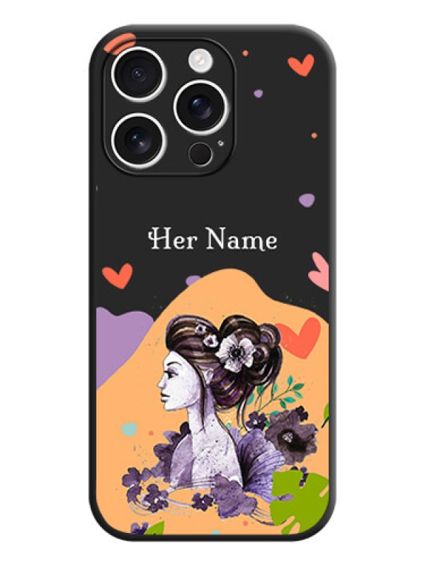 Custom Namecase For Her With Fancy Lady Image On Space Black Custom Soft Matte Mobile Back Cover - iPhone 16 Pro