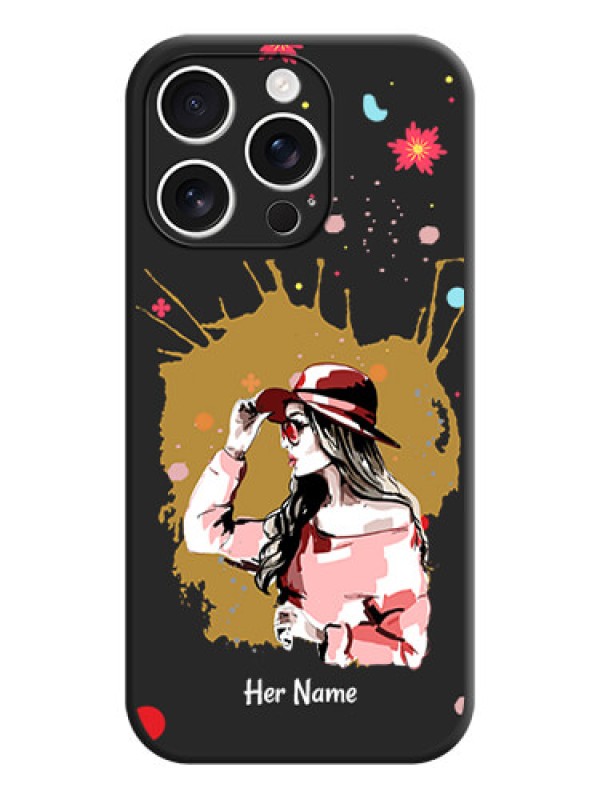 Custom Mordern Lady With Color Splash Background With Custom Text On Space Black Custom Soft Matte Mobile Back Cover - iPhone 16 Pro